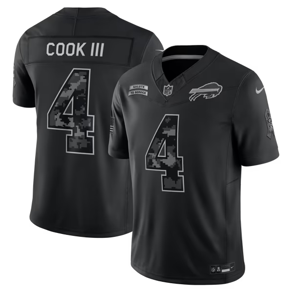 James Cook III Buffalo Bills Nike 2026 Salute to Service Stitched Limited Jersey - Black
