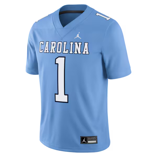 #1 North Carolina Tar Heels Jordan Brand Alternate Game Football Jersey - Carolina Blue