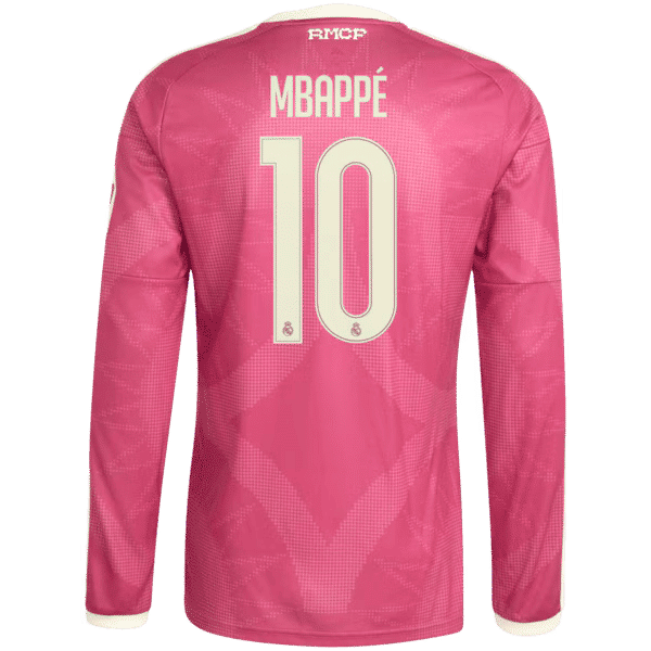 Kylian Mbappé Real Madrid adidas 2026/27 Third Replica Long Sleeve Jersey - Pink