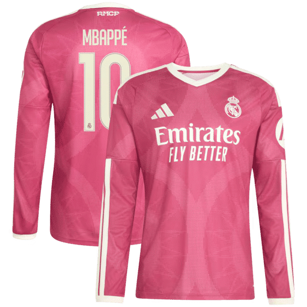 Kylian Mbappé Real Madrid adidas 2026/27 Third Replica Long Sleeve Jersey - Pink