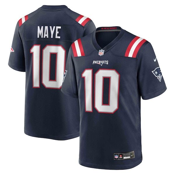Nike Drake Maye New England Patriots Game Jersey Navy
