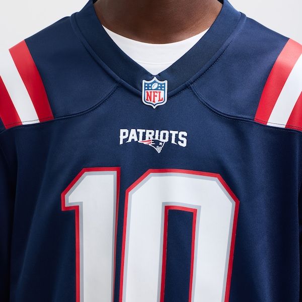 Nike Drake Maye New England Patriots Game Jersey Navy