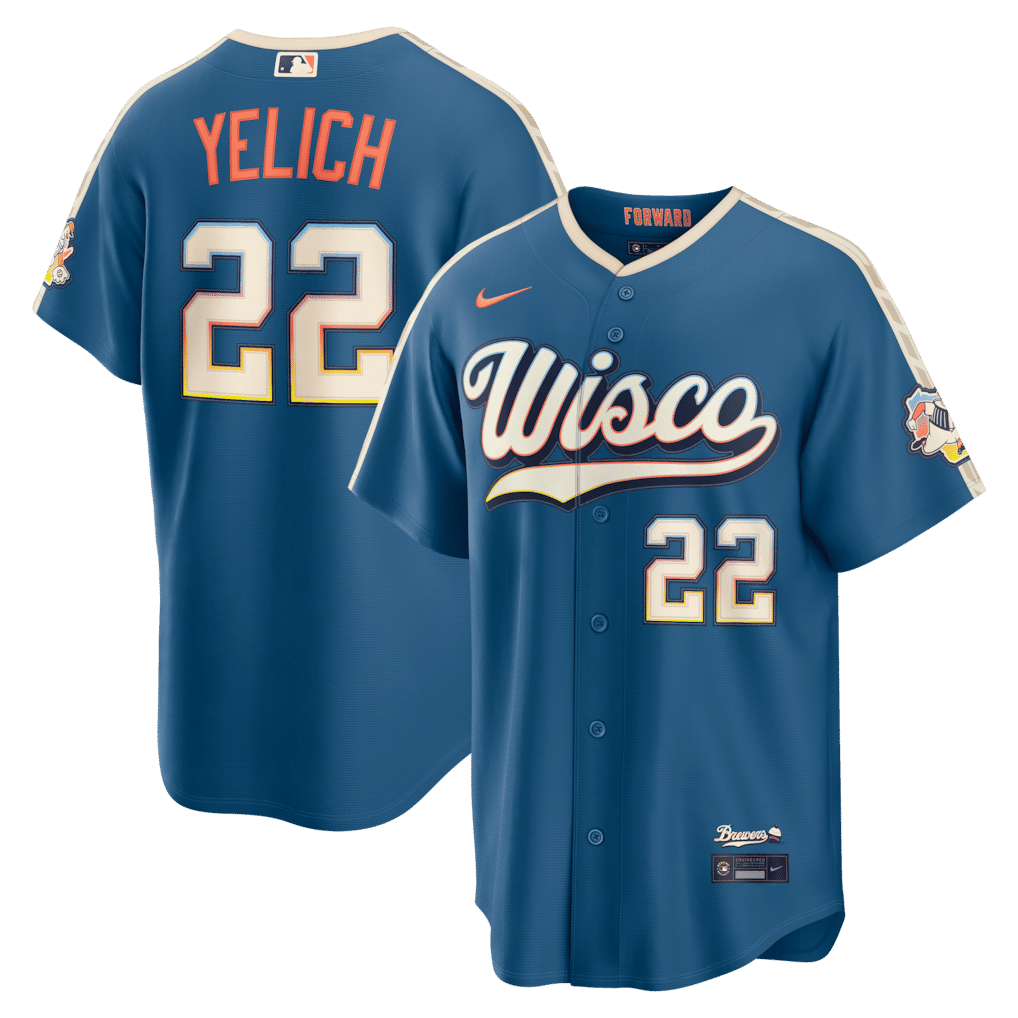 Nike Christian Yelich Milwaukee Brewers 2026 City Connect Stadium Jersey Mineral Blue