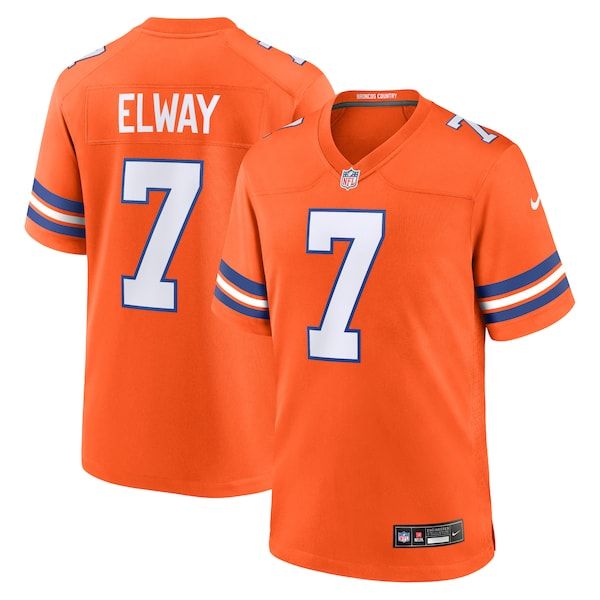 Nike John Elway Denver Broncos Mile High Collection 1977 Throwback Retired Player Game Jersey Orange