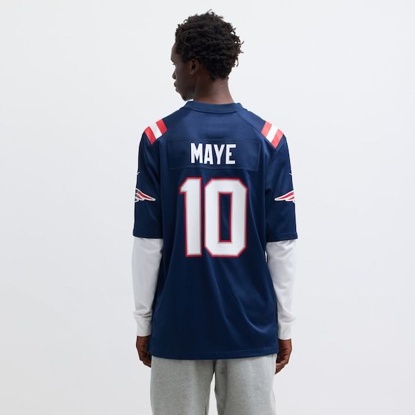 Nike Drake Maye New England Patriots Game Jersey Navy