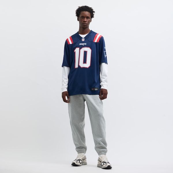 Nike Drake Maye New England Patriots Game Jersey Navy