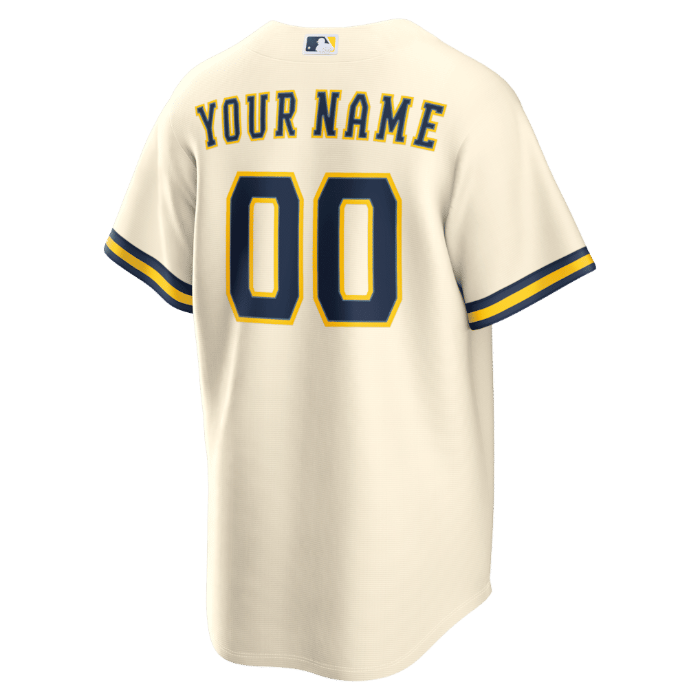 Nike Milwaukee Brewers Home Replica Custom Jersey Cream