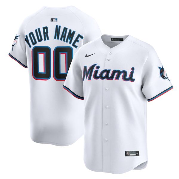 Nike Miami Marlins Home Limited Custom Jersey White
