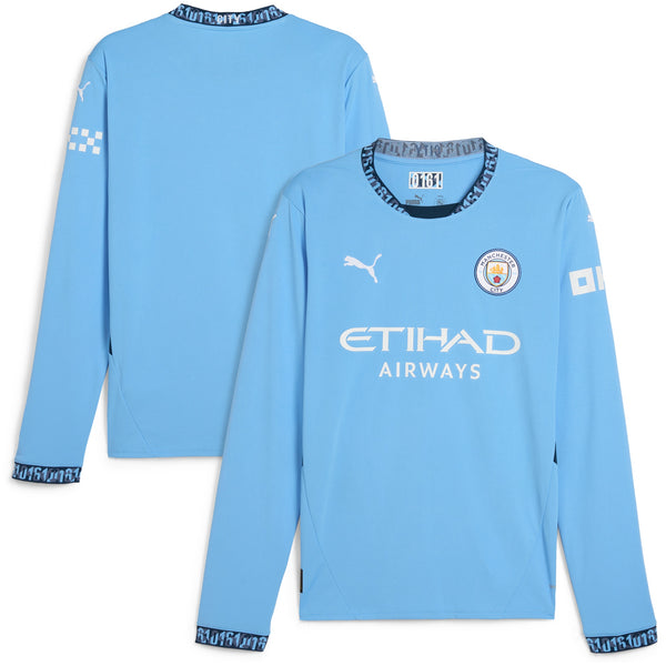 Manchester City Puma Home Shirt 2024-25 - Long Sleeve Custom Jersey - Blue