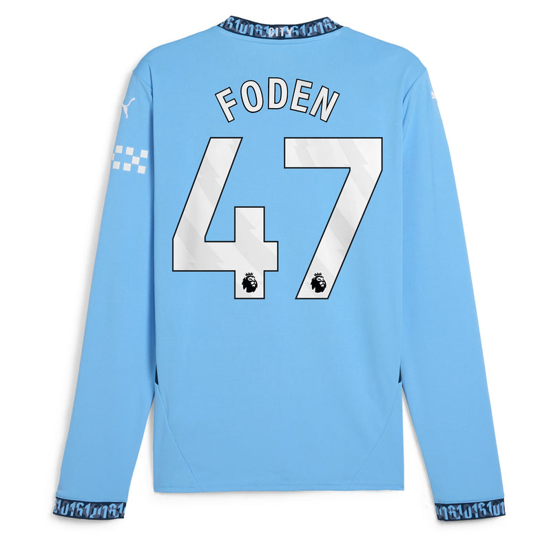 Manchester City PUMA Home Shirt 2024-25 - Long Sleeve with Foden 47 printing Jersey - Blue