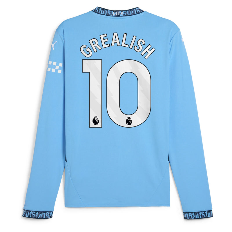 Manchester City PUMA Home Shirt 2024-25 - Long Sleeve with Grealish 10 printing Jersey - Blue