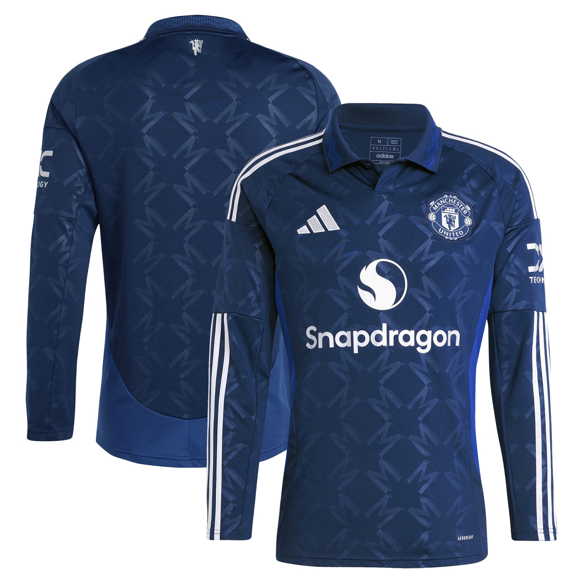 Manchester United adidas Away Shirt 2024-25 - Long Sleeve Custom Jersey - Blue