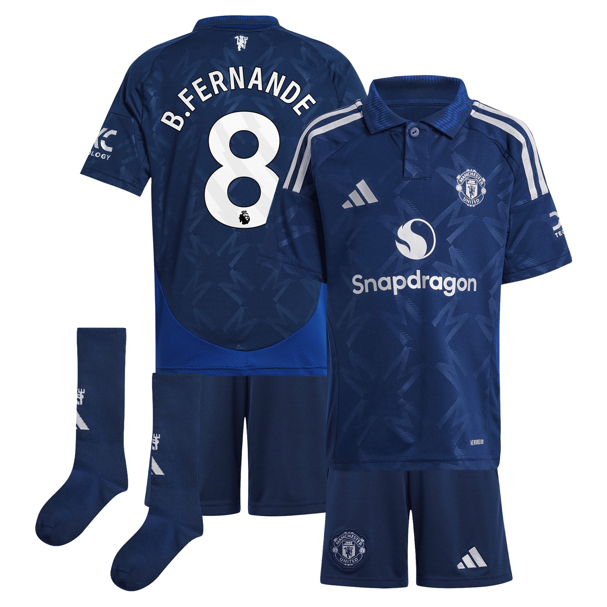 Manchester United EPL adidas Away Mini Kit 2024-25 with B.Fernandes 8 printing Jersey - Blue