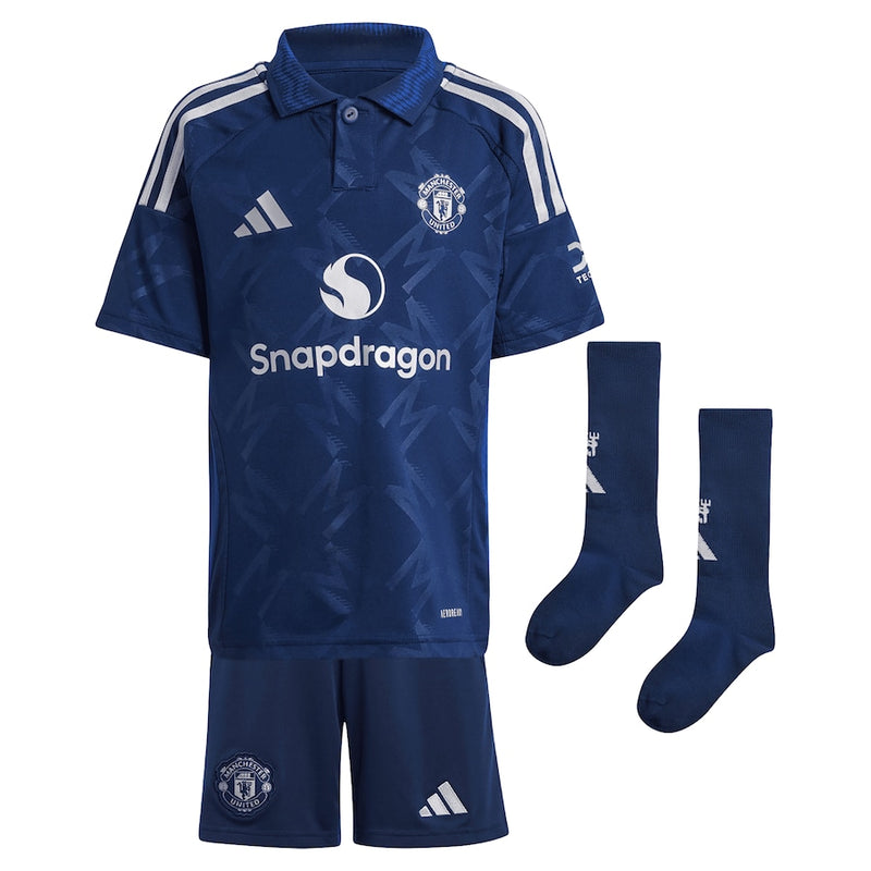 Manchester United EPL adidas Away Mini Kit 2024-25 with Højlund 9 printing Jersey - Blue