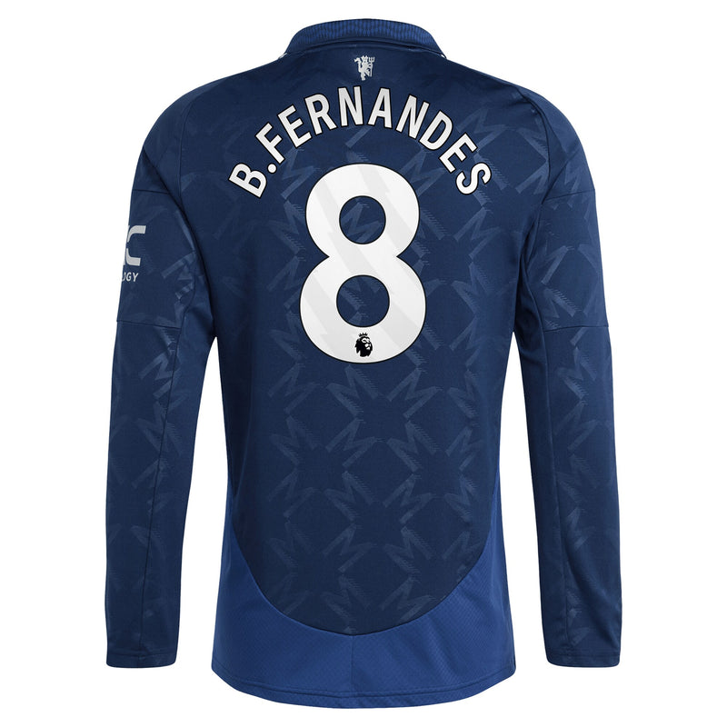 Manchester United EPL adidas Away Shirt 2024-25 - Long sleeve with B.Fernandes 8 printing Jersey - Blue