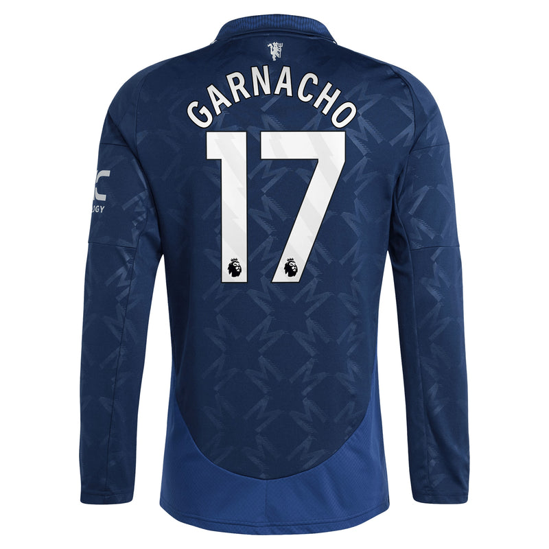 Manchester United EPL adidas Away Shirt 2024-25 - Long sleeve with Garnacho 17 printing Jersey - Blue