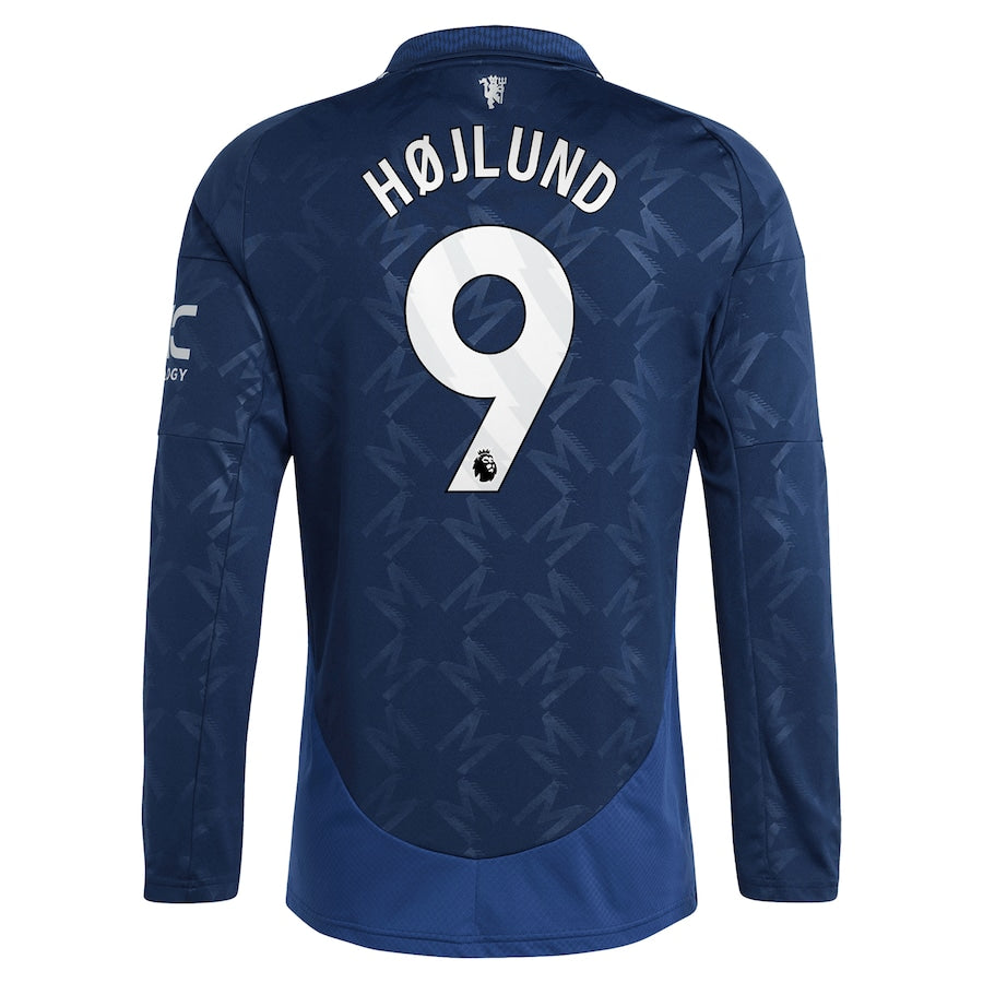 Manchester United EPL adidas Away Shirt 2024-25 - Long sleeve with Højlund 9 printing Jersey - Blue - Jersey Teams World