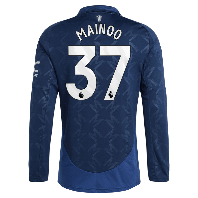 Manchester United EPL adidas Away Shirt 2024-25 - Long sleeve with Mainoo 37 printing Jersey - Blue