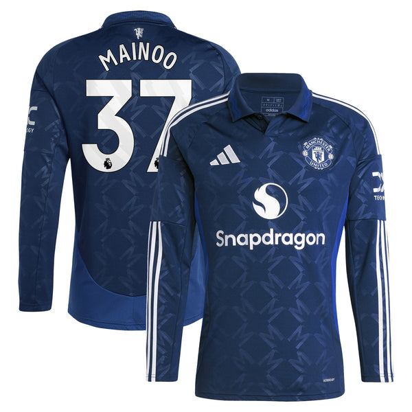 Manchester United EPL adidas Away Shirt 2024-25 - Long sleeve with Mainoo 37 printing Jersey - Blue