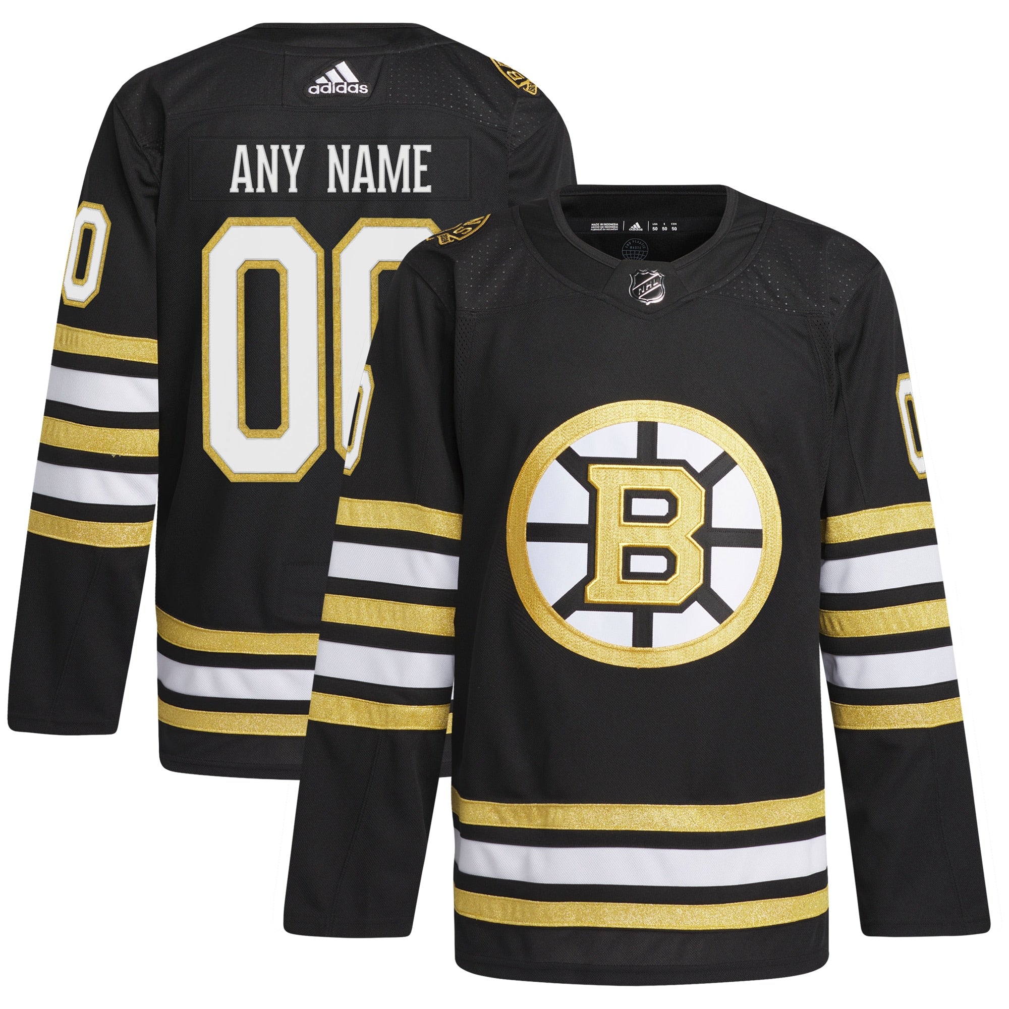 Boston Bruins adidas 100th Anniversary Primegreen Custom Jersey - Black