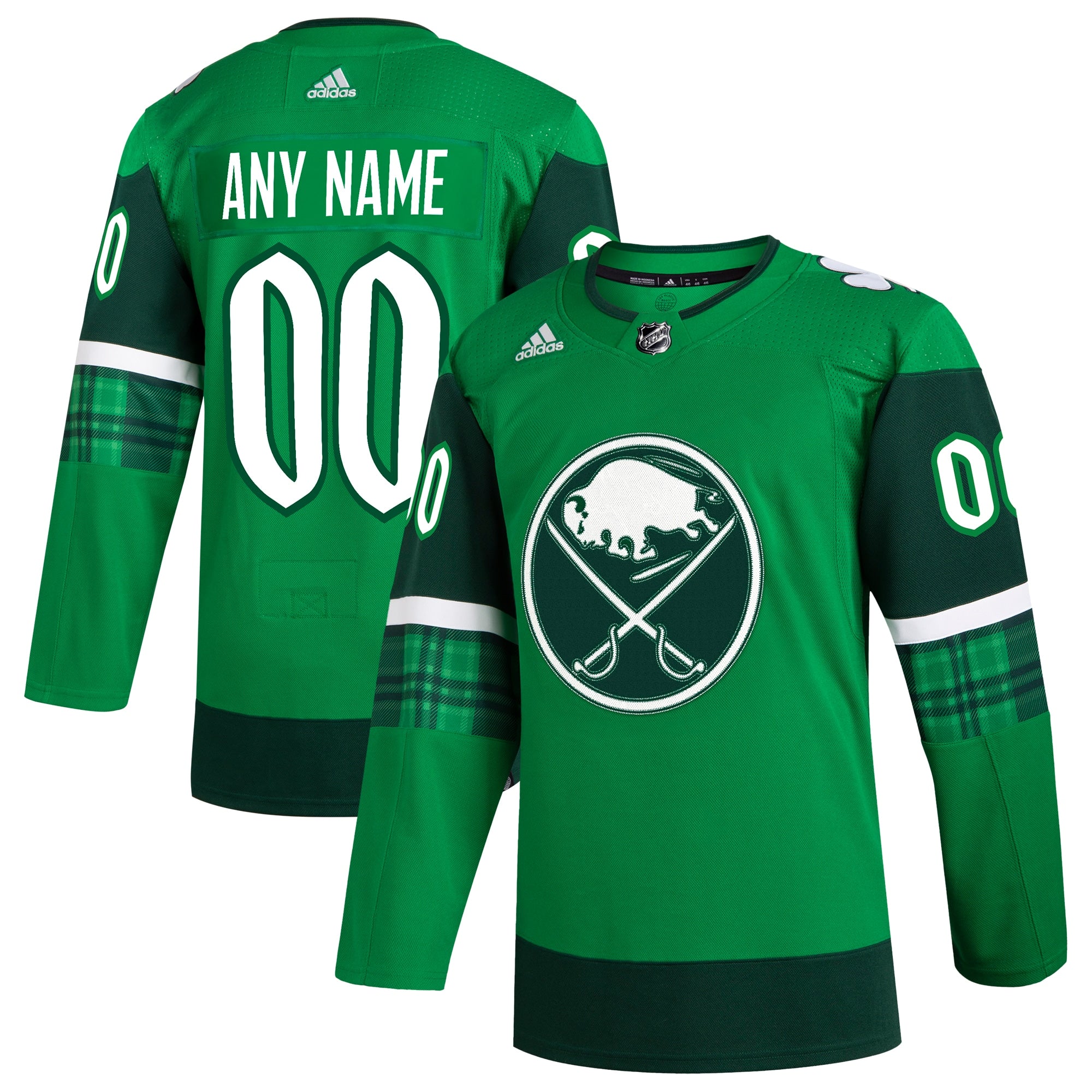 Buffalo Sabres adidas St. Patrick's Day Custom Jersey - Kelly Green