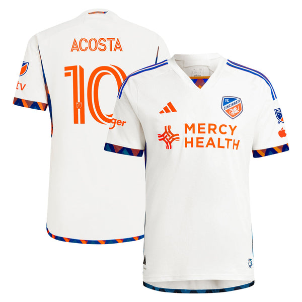 Luciano Acosta FC Cincinnati adidas 2024 River Kit  Player Jersey - White