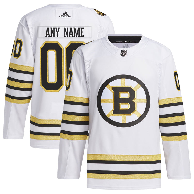 Boston Bruins adidas 100th Anniversary Primegreen Custom Jersey - White