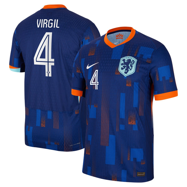 Netherlands Nike Away Dri-FIT ADV Match Shirt 2024 with Virgil 4 printing Jersey - Blue