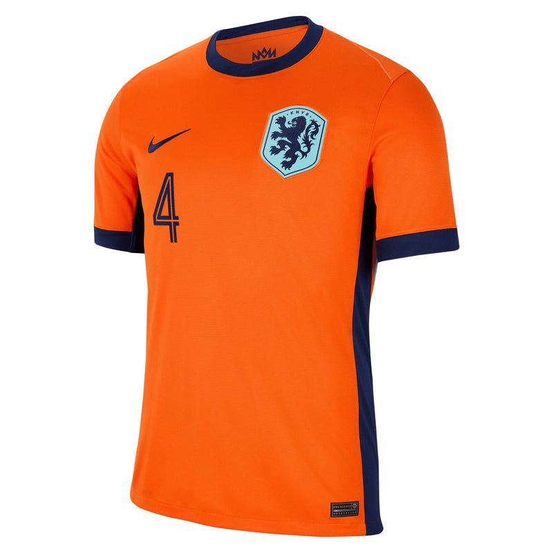 Netherlands Nike Home Stadium Shirt 2024 with Virgil 4 printing Jersey - Orange