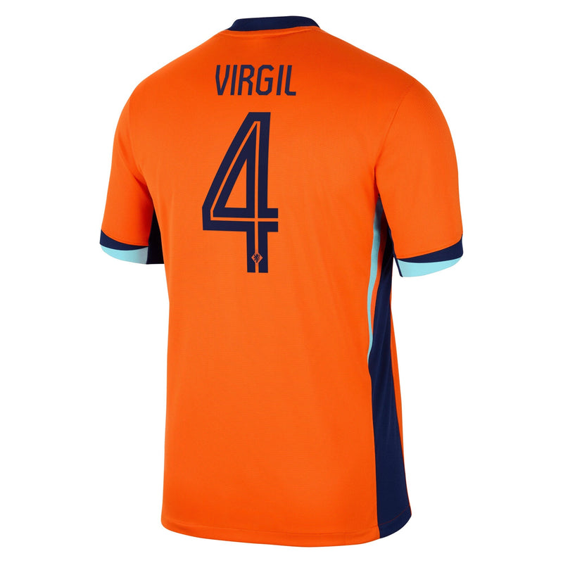 Netherlands Nike Home Stadium Shirt 2024 with Virgil 4 printing Jersey - Orange