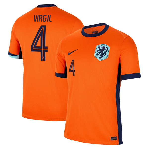 Netherlands Nike Home Stadium Shirt 2024 with Virgil 4 printing Jersey - Orange