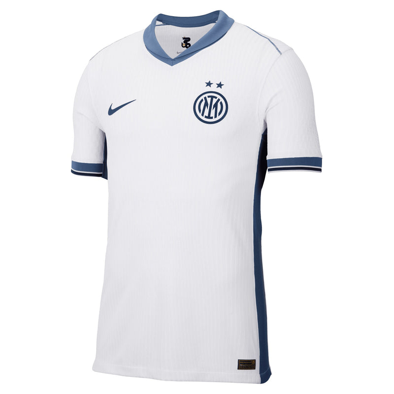 Nike Inter Milan 2025 away jersey in white with blue accents and team logo on chest