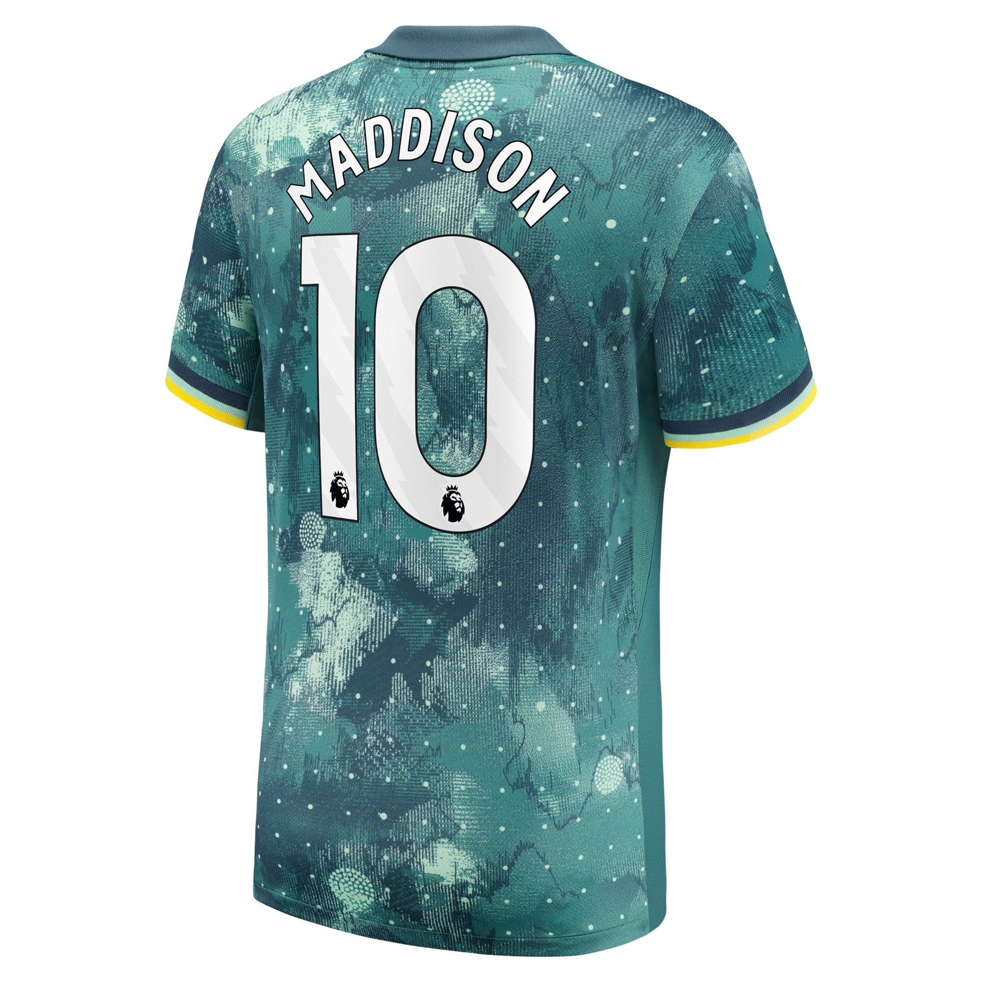 Nike James Maddison Tottenham jersey 2025 with number 10 in teal and white design