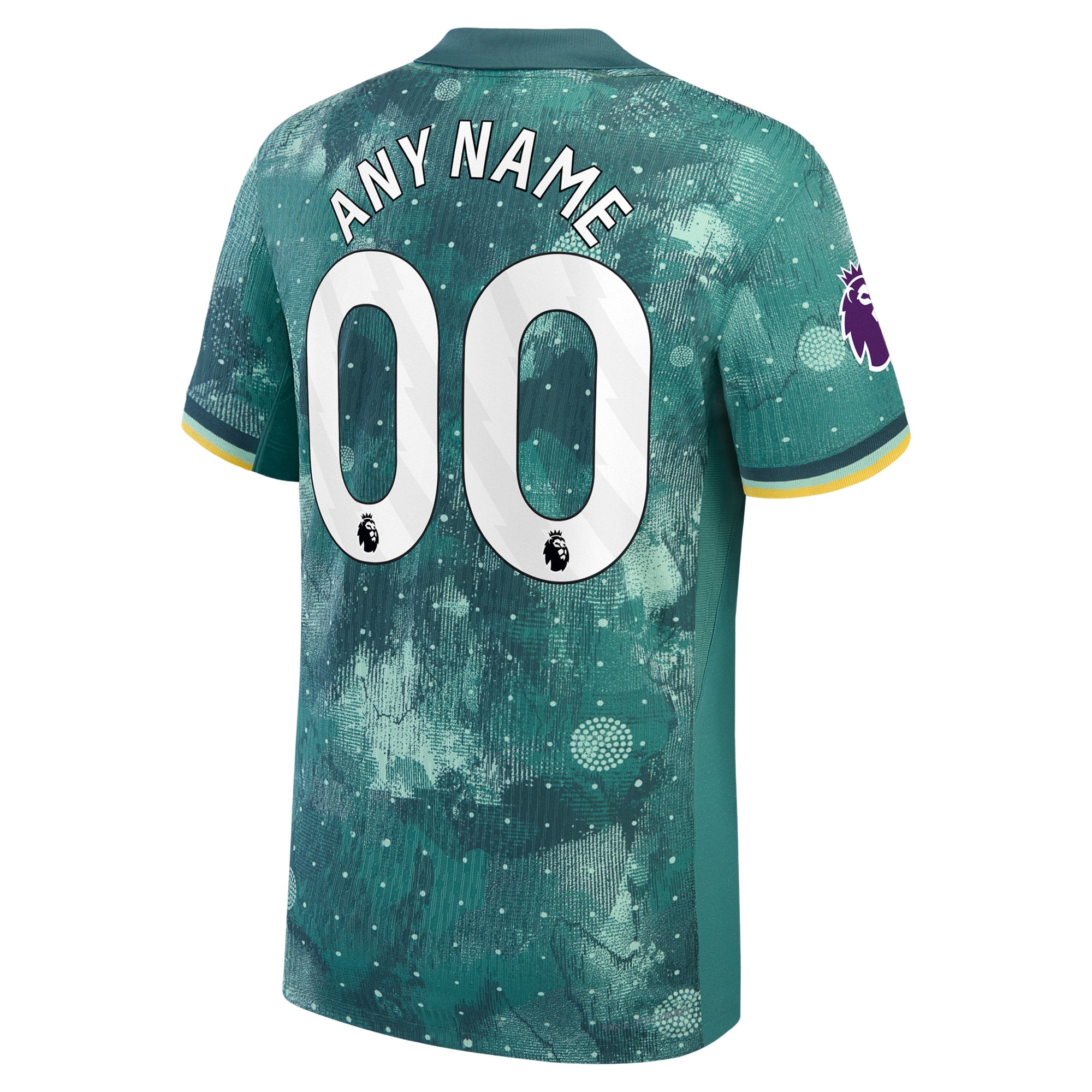 Back view of customized Tottenham Hotspur 2025 third Nike jersey in green with any name and number 00