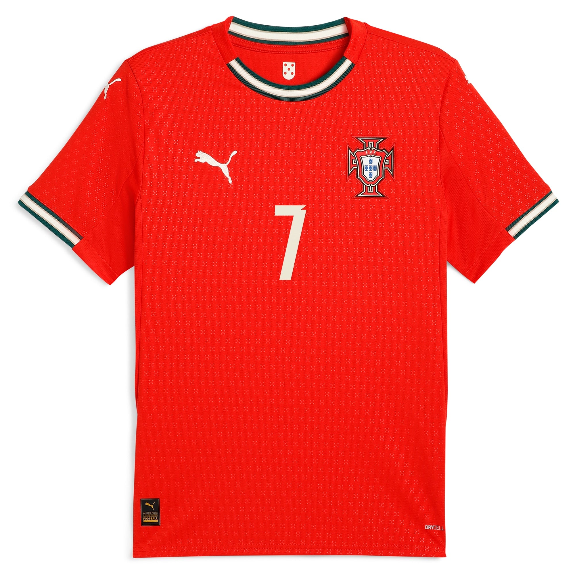 Puma Cristiano Ronaldo Portugal jersey 2025 in red with number 7 and team crest