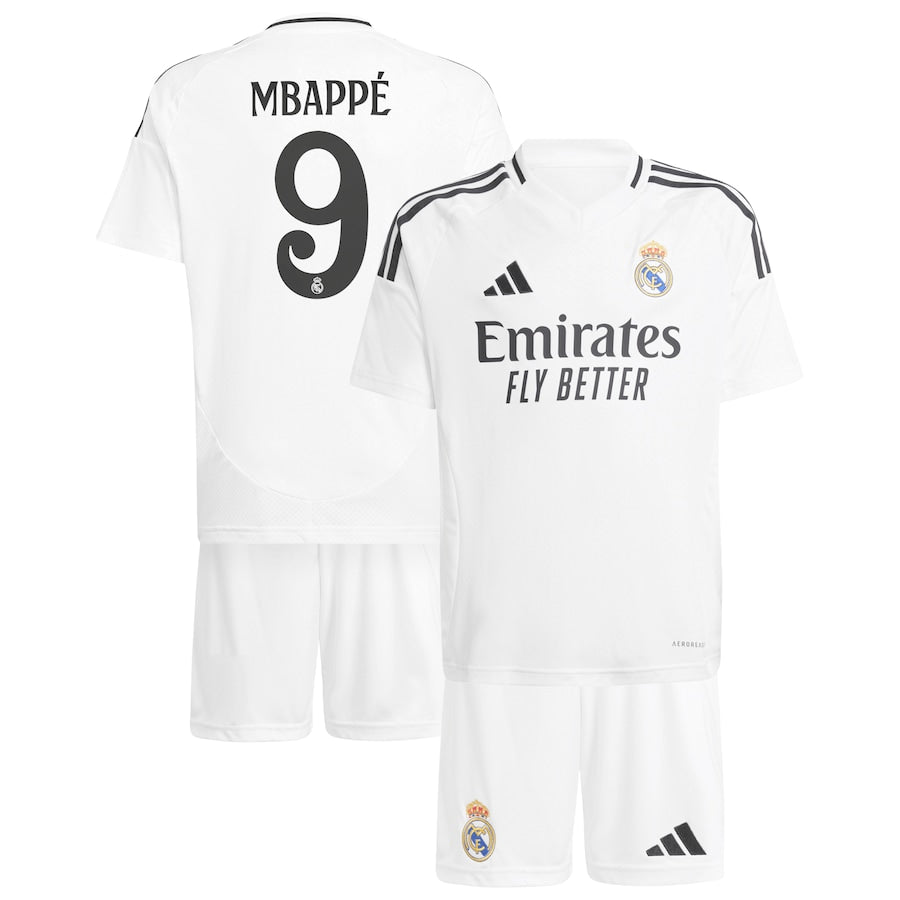 Real Madrid adidas Home Kids 2024-25 with Mbappé 9 printing Jersey - White - Jersey Teams World