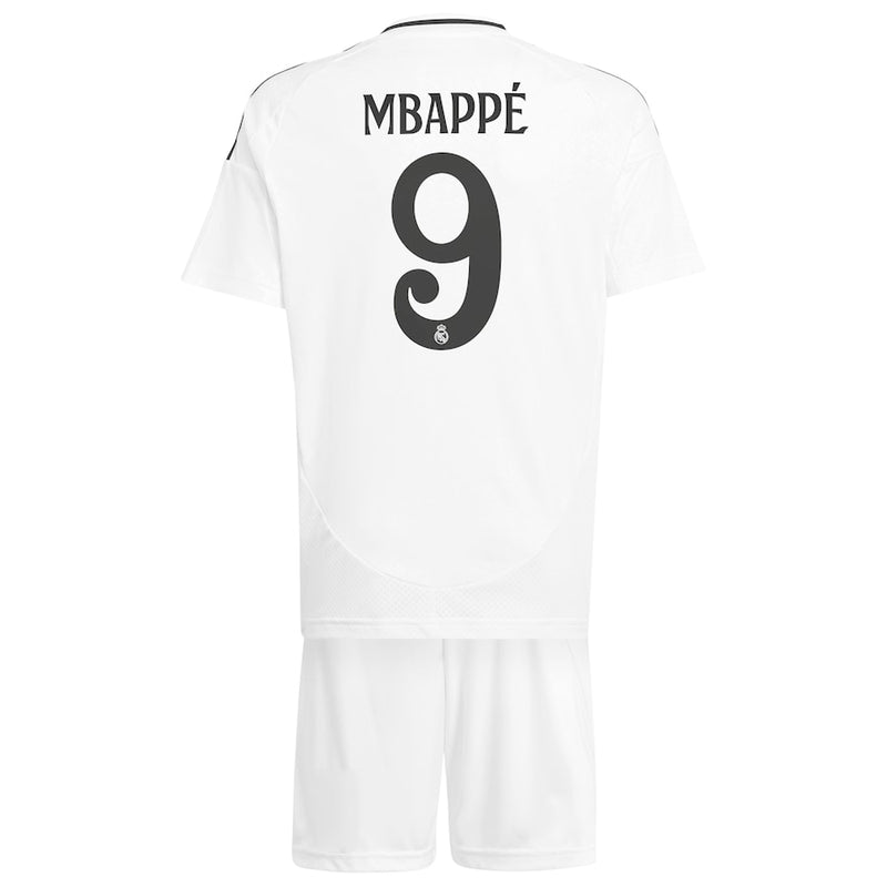 Real Madrid adidas Home Kids 2024-25 with Mbappé 9 printing Jersey - White