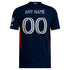 Back view of San Diego FC adidas 2025 jersey in navy with customizable name and number 00