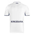 Back view of EA7 SSC Napoli 2024/2025 away jersey in white with navy accents and SORGESANA sponsor