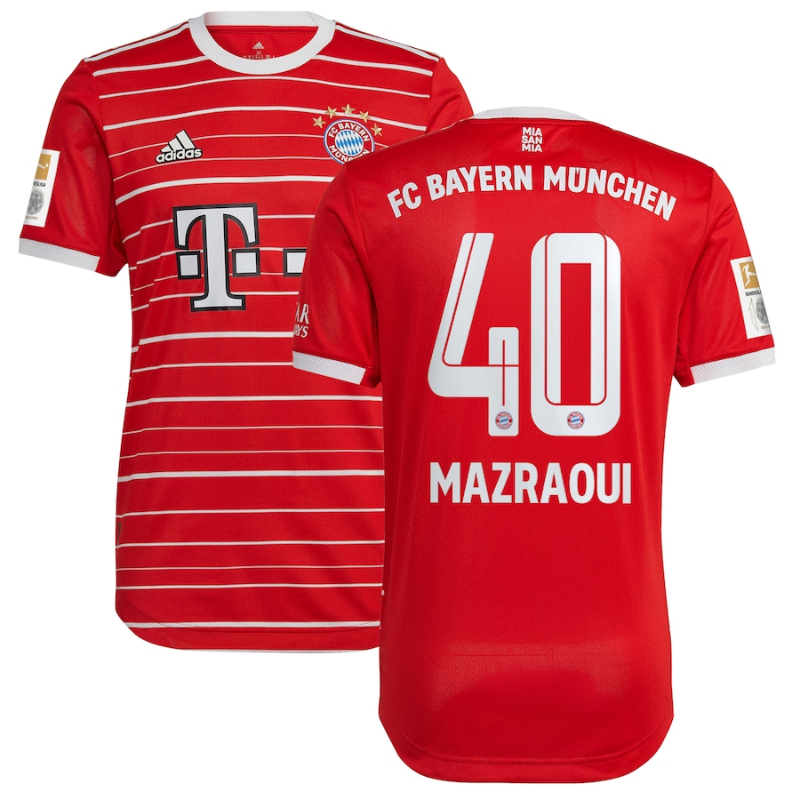 FC Bayern Munich Home Shirt 2022-23 with Mazraoui 40 printing - - Jersey Teams World