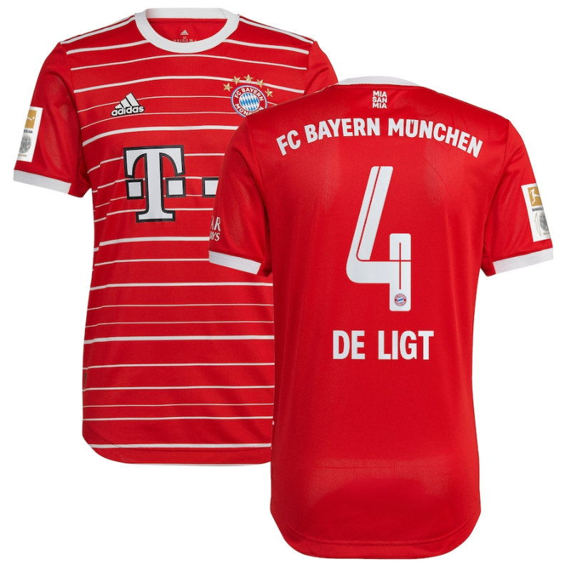FC Bayern Munich Home Shirt 2022-23 with De Ligt 4 printing Jersey - - Jersey Teams World