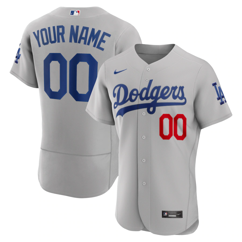 Los Angeles Dodgers Team Gray Alternate Custom Patch Jersey Unisex Pro Official - Jersey Teams World