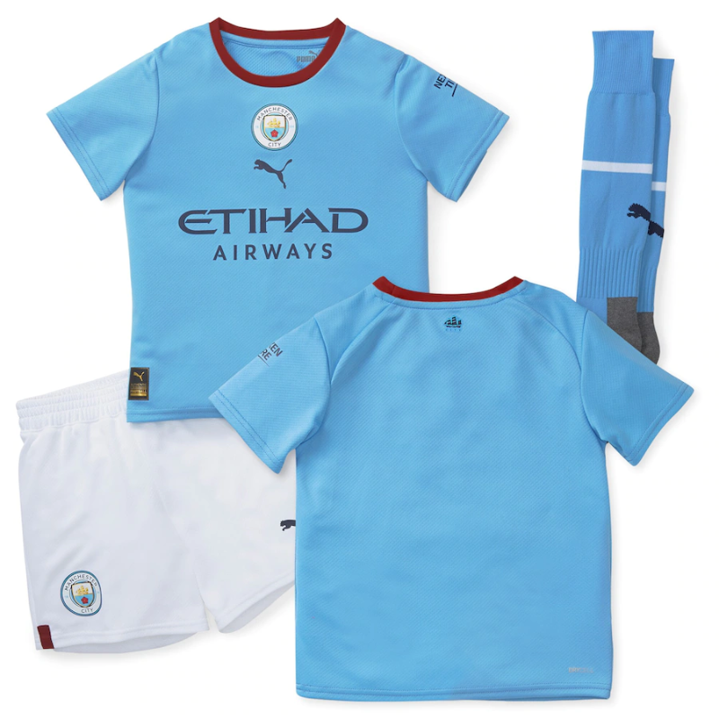 Manchester City Home 2 - 13 Years Kids Kit 2022-23 Custom Unisex Jersey - Jersey Teams World