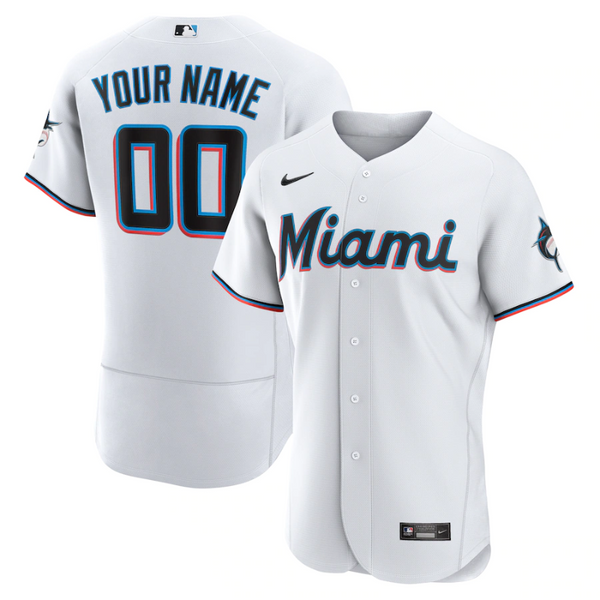 Miami Marlins Team 2022 White Home Custom Jersey Unisex Pro Official - Jersey Teams World