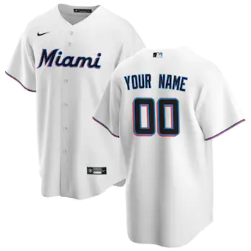 Miami Marlins Team 2022 White Home Custom Jersey Unisex Pro Official - Jersey Teams World