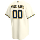 Milwaukee Brewers Team 2022 Home Custom Jersey Unisex Pro Official - Cream - Jersey Teams World