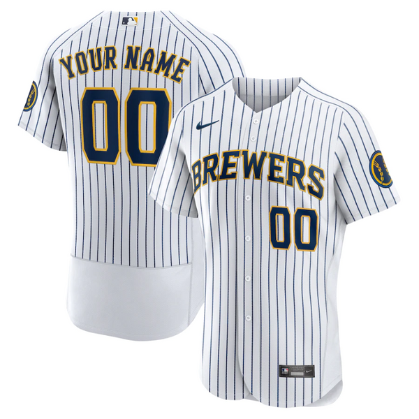 Milwaukee Brewers Team Alternate Custom Patch Jersey Unisex Pro Official White - Jersey Teams World