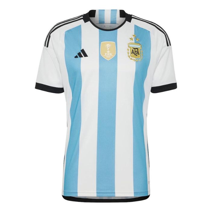 Argentina National Team Unisex Shirt 2022 Winners Home Custom Jersey 3 Stars – White/Light Blue - Jersey Teams World