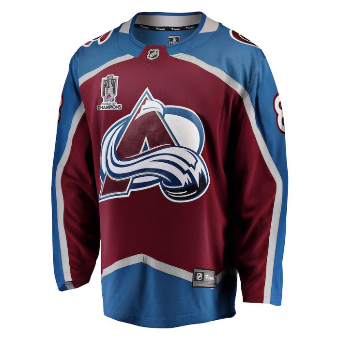 Cale Makar Colorado Avalanche Team 2022 Stanley Cup Champions Breakaway Patch Unisex Player Jersey - Burgundy - Jersey Teams World