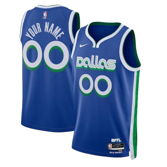 Dallas Mavericks Unisex 2023 Swingman Custom Pro Jersey - City Edition - Blue - Jersey Teams World